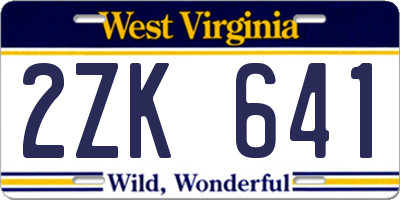 WV license plate 2ZK641