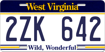 WV license plate 2ZK642