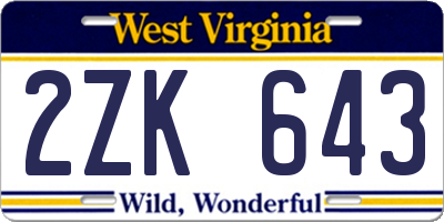 WV license plate 2ZK643