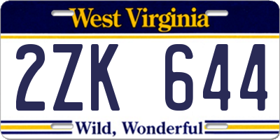 WV license plate 2ZK644