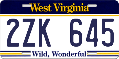 WV license plate 2ZK645
