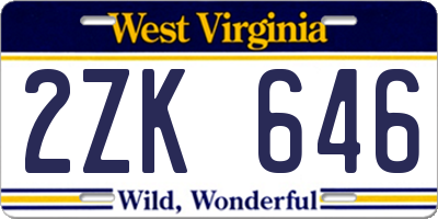 WV license plate 2ZK646