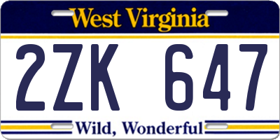 WV license plate 2ZK647