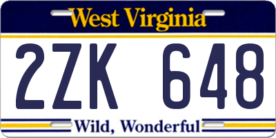 WV license plate 2ZK648