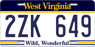 WV license plate 2ZK649