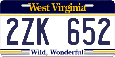 WV license plate 2ZK652