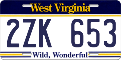 WV license plate 2ZK653