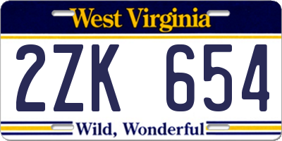 WV license plate 2ZK654