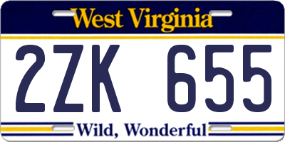 WV license plate 2ZK655