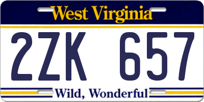 WV license plate 2ZK657