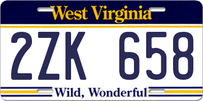 WV license plate 2ZK658