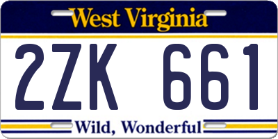WV license plate 2ZK661