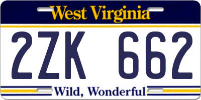 WV license plate 2ZK662