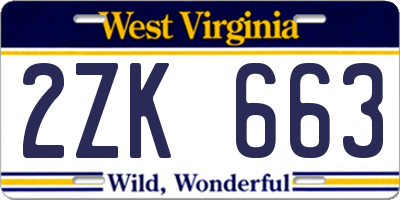 WV license plate 2ZK663