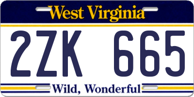 WV license plate 2ZK665