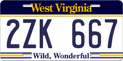 WV license plate 2ZK667