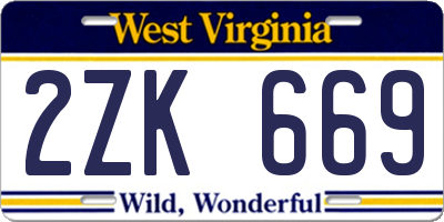 WV license plate 2ZK669