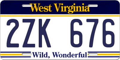 WV license plate 2ZK676