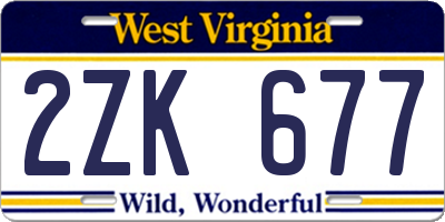 WV license plate 2ZK677