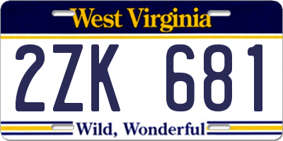 WV license plate 2ZK681