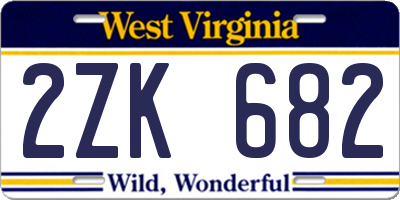WV license plate 2ZK682