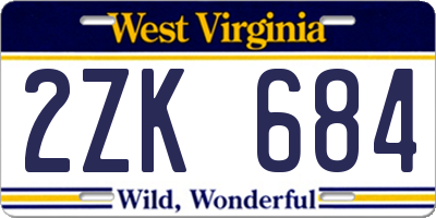 WV license plate 2ZK684