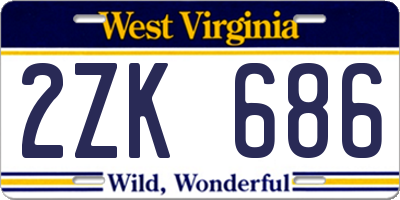 WV license plate 2ZK686