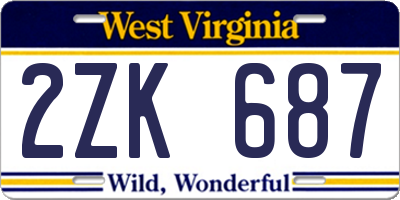 WV license plate 2ZK687