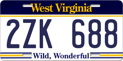 WV license plate 2ZK688