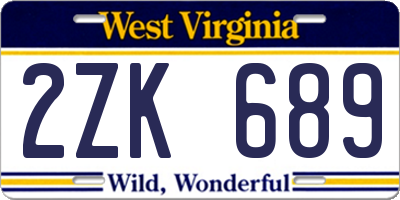 WV license plate 2ZK689