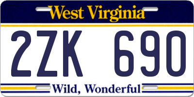 WV license plate 2ZK690