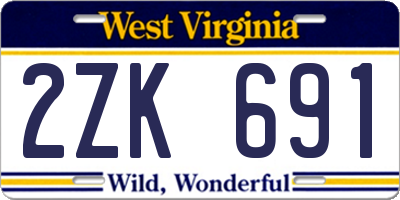 WV license plate 2ZK691
