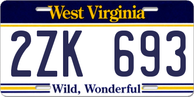 WV license plate 2ZK693