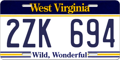 WV license plate 2ZK694