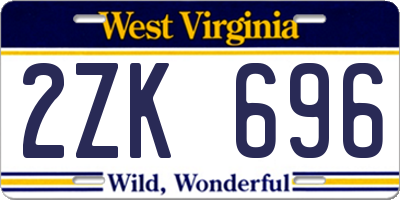 WV license plate 2ZK696