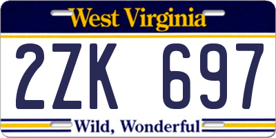 WV license plate 2ZK697