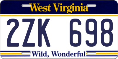 WV license plate 2ZK698