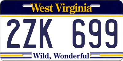 WV license plate 2ZK699