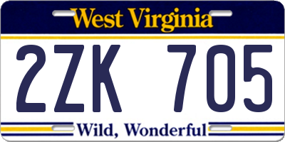 WV license plate 2ZK705