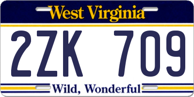 WV license plate 2ZK709