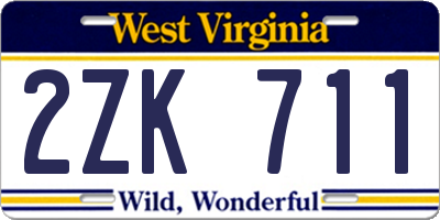 WV license plate 2ZK711
