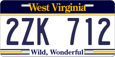 WV license plate 2ZK712