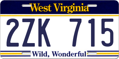 WV license plate 2ZK715