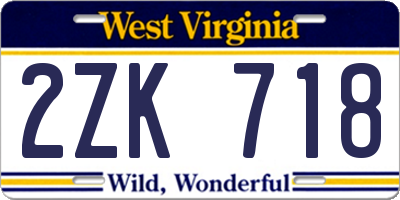 WV license plate 2ZK718