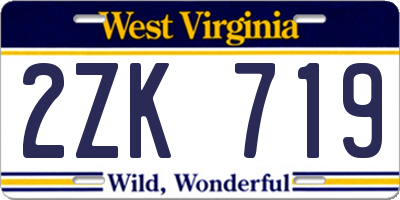 WV license plate 2ZK719