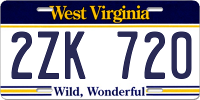 WV license plate 2ZK720