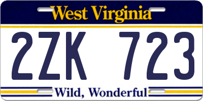 WV license plate 2ZK723