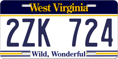 WV license plate 2ZK724