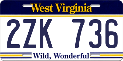 WV license plate 2ZK736