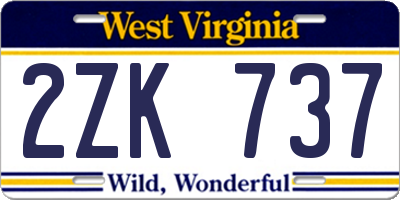 WV license plate 2ZK737
